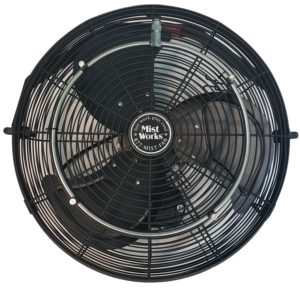 18" high pressure misting fan with stainless mist ring and nozzles black